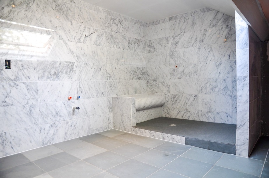 realisation saller de bain mosaiques de marbre